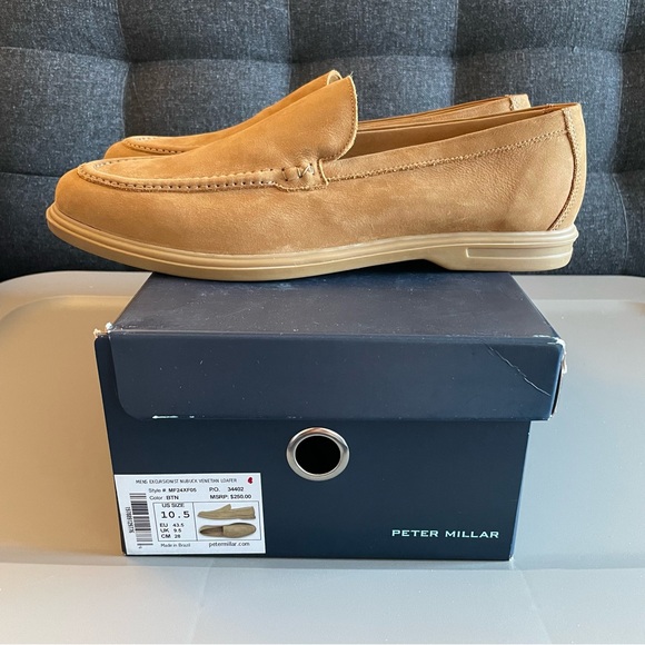 Peter Millar Men's Size 10.5 British Tan Excursionist Nubuck Venetian Loafer - Picture 1 of 11